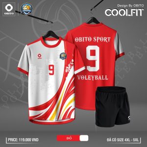 Đồng phục bóng chuyền OBITO đỏ trắng – Thiết kế COOLFIT thoáng mát