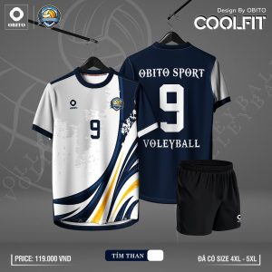 Áo Bóng Chuyền OBITO COOLFIT Tím Than Trắng Năng Động