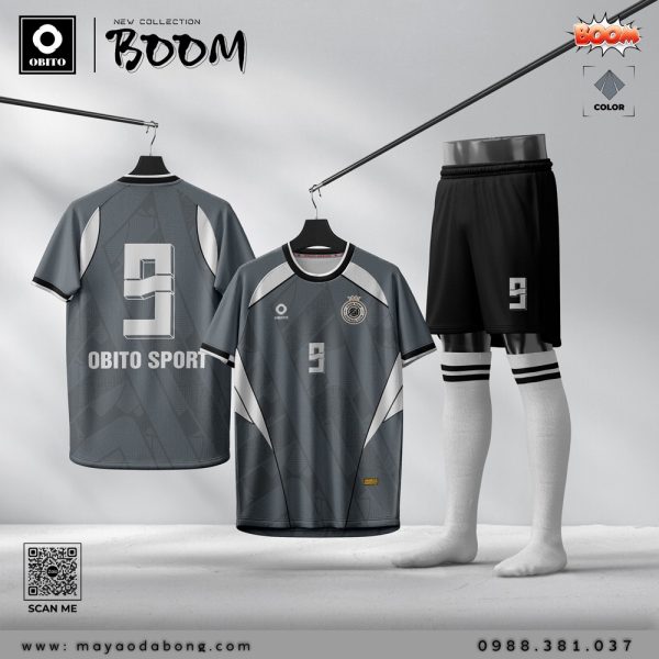 Bộ Quần Áo Bóng Đá Obito Sport Boom Xám Đậm