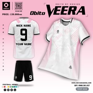 Áo Bóng Đá OBITO VEERA Trắng Hồng - Mẫu Áo Thể Thao Năng Động, Hiện Đại