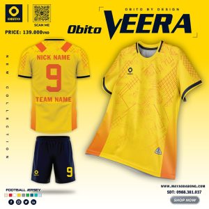 Bộ quần áo bóng đá Obito VEERA vàng cam – năng động và nổi bật trên sân cỏ