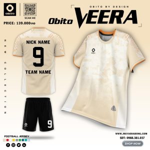 Áo đá bóng OBITO Veera màu vàng kem thiết kế hiện đại
