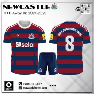 Áo Bóng Đá Newcastle Sân Khách 2025 - Đỏ Xanh