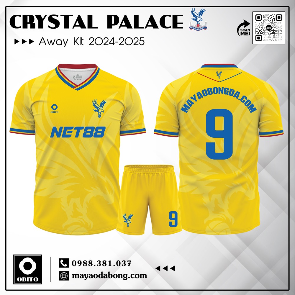 Áo Bóng Đá Crystal Palace Sân Khách 2024-2025 Màu Vàng