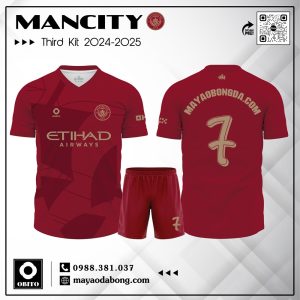Áo Bóng Đá Manchester City Third Kit 2024–2025 Màu Đỏ Rượu Vang