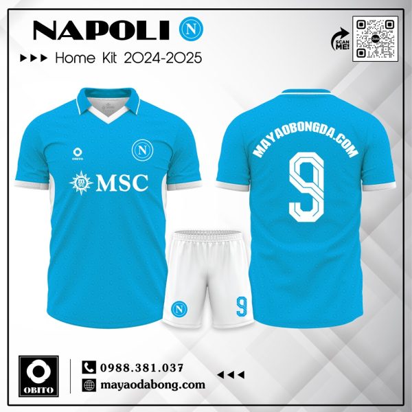 Áo Đá Banh CLB Napoli Sân Nhà 2025 – Màu Xanh Da Trời