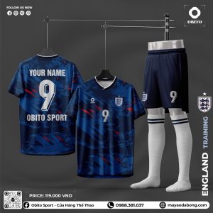 Áo Đá Banh Xanh Navy Thiết Kế Camo Đội Tuyển Anh