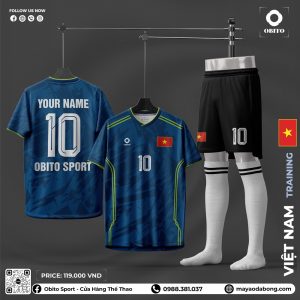 Bộ Quần Áo Đá Bóng Thiết Kế OBITO Sport Màu Xanh Navy Đậm