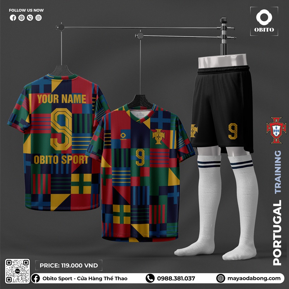 Áo đấu tập Portugal Training phối màu Obito Sport