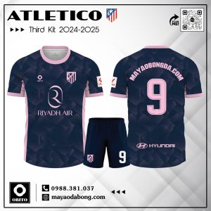 Áo Đấu Atletico Third Kit 2024-2025 Xanh Navy Hồng Pastel