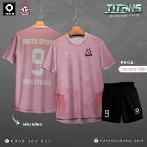 Áo Bóng Chuyền OBITO TITAN Hồng Pastel – Thiết Kế Cá Tính, Tối Ưu Vận Động