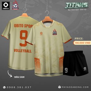 Áo Bóng Chuyền OBITO Titan Màu Cam Be Nổi Bật