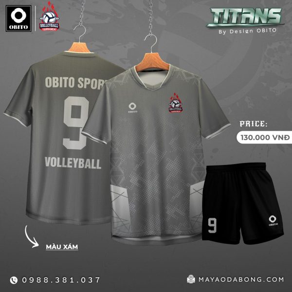 Áo Bóng Chuyền OBITO - Xám Trung Tính Hiện Đại, Phong Cách Chuyên Nghiệp