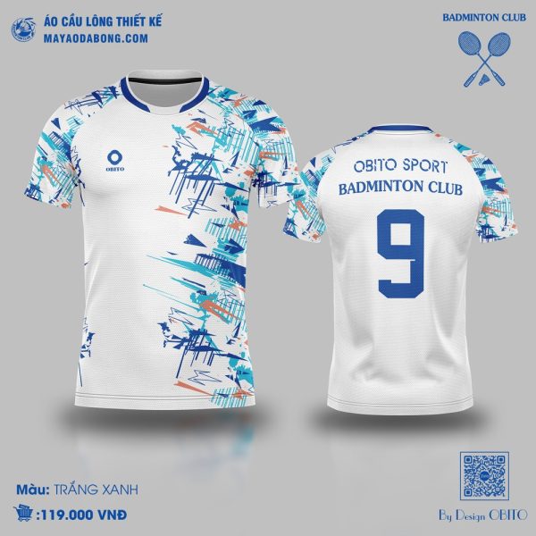Áo Cầu Lông OBITO SPORT Trắng Xanh Năng Động
