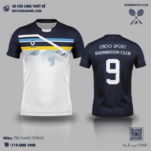 Áo Cầu Lông OBITO SPORT Màu Tím Than Trắng | Thiết Kế Hiện Đại & Cá Tính