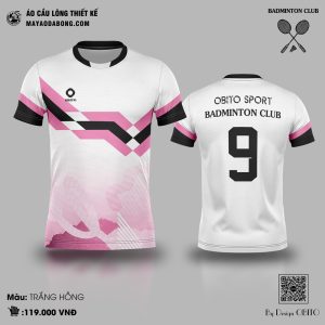 Áo cầu lông CLB Obito Sport – Mẫu Trắng Hồng