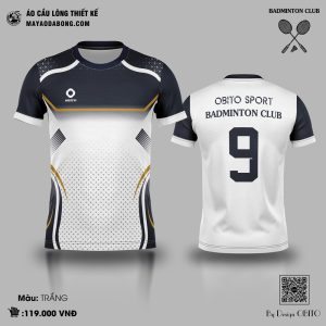 Áo cầu lông Obito Sport trắng phối vàng – Năng động & chuyên nghiệp
