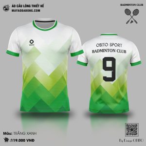 Áo cầu lông trắng xanh OBITO SPORT – Năng động, hiện đại, thấm hút vượt trội