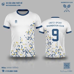 Áo Cầu Lông Thiết Kế Trắng Xanh Navy Năng Động - Mã 35
