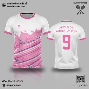 Áo Cầu Lông Thiết Kế Trắng Hồng Pastel Unisex Năng Động