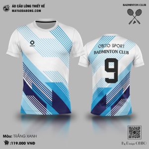 Áo Cầu Lông Trắng Xanh Năng Động - Mã 57