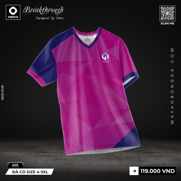 Áo Bóng Đá Thiết Kế Màu Hồng Tím Fuchsia Phối Xanh Navy - Thiết Kế Năng Động, Cá Tính