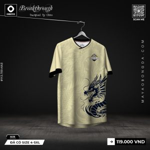 Quần Áo đá bóng thiết kế màu be rồng vàng đen – Sang trọng & Mạnh mẽ