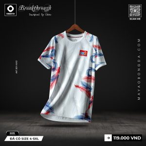 Áo đá bóng thiết kế lông vũ trắng phối navy đỏ
