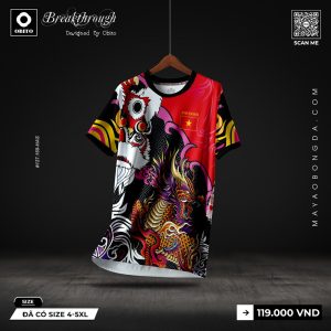 Áo Thể Thao Thiết Kế Màu Đỏ Đen Họa Tiết Rồng Lân