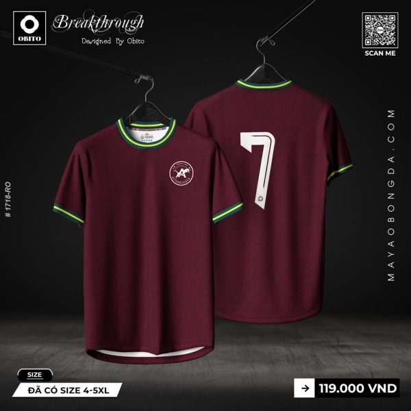 Áo bóng đá Obito #1718-RO màu Đỏ Rượu Vang – Cá tính bứt phá