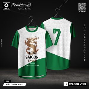 Áo Thun Thể Thao Bia Sài Gòn Trắng Xanh – Thiết Kế Obito Năng Động Và Cá Tính