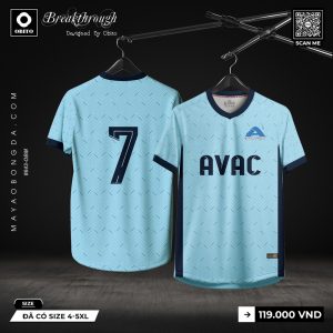 Áo Đá Bóng Thiết Kế Màu Xanh Da Trời Nhạt Phối Navy – Zigzag Nổi Bật