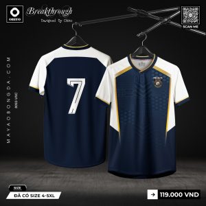 Áo Bóng Đá Thiết Kế Xanh Navy Viền Vàng - Mẫu 2-25