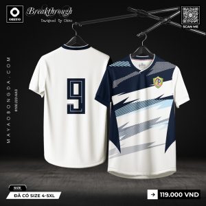 Áo đá bóng thiết kế trắng xanh navy - Mạnh mẽ và tinh tế