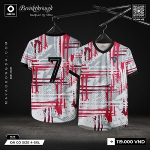 Áo Bóng Đá BREAKTHROUGH #961-RWM - Xám Trắng Pha Đỏ Đô Cá Tính
