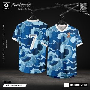 Áo bóng đá thiết kế OBITO #360-OBM tone xanh biển họa tiết bản đồ