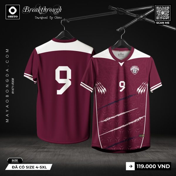Áo bóng đá Breakthrough đỏ mận - thiết kế bởi Obito