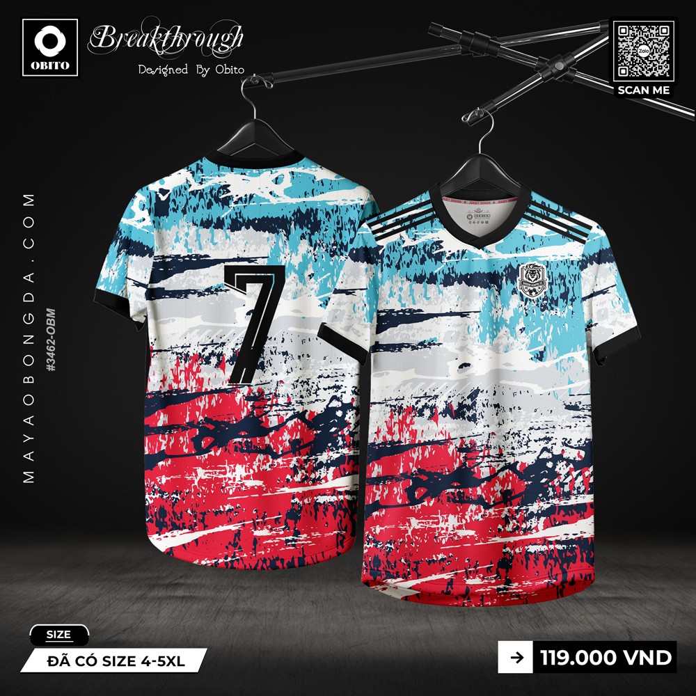 Áo Bóng Đá Obito Breakthrough màu đỏ xanh hiện đại, cá tính