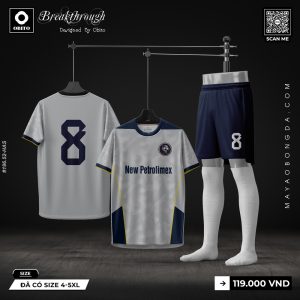 Áo Bóng Đá Thiết Kế Xám Bạc Phối Navy - Mẫu AoThietKe3-02