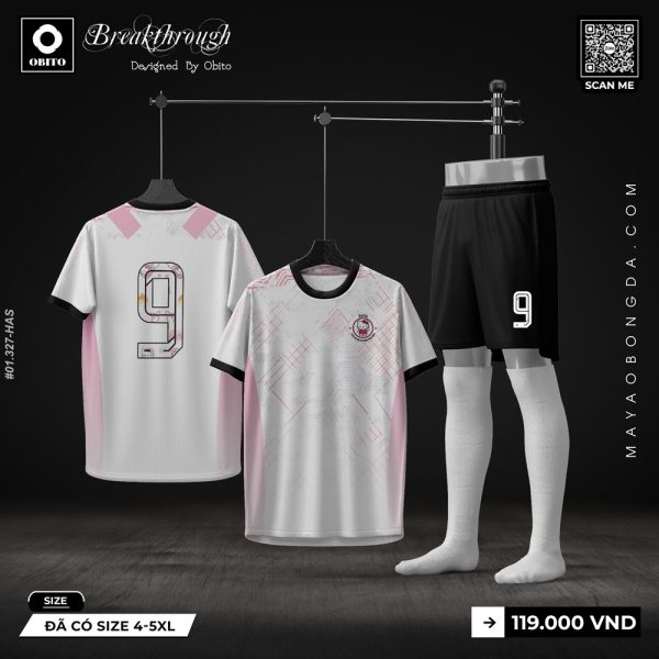 Áo Đá Banh Thiết Kế Màu Trắng Hồng Pastel - OBITO Breakthrough