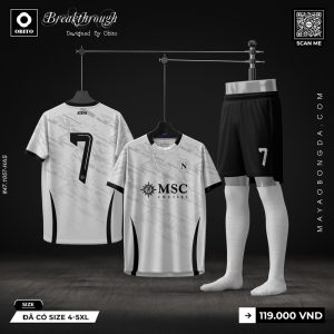 Bộ quần áo đá bóng thiết kế trắng đen sang trọng