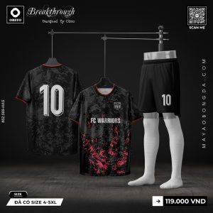 Áo Đá Bóng FC WARRIORS Màu Đen Đỏ - Thiết Kế Mạnh Mẽ Cá Tính