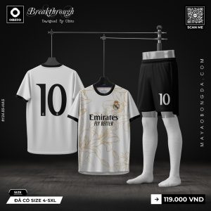 Áo Bóng Đá Breakthrough Trắng - Đen Họa Tiết Vàng