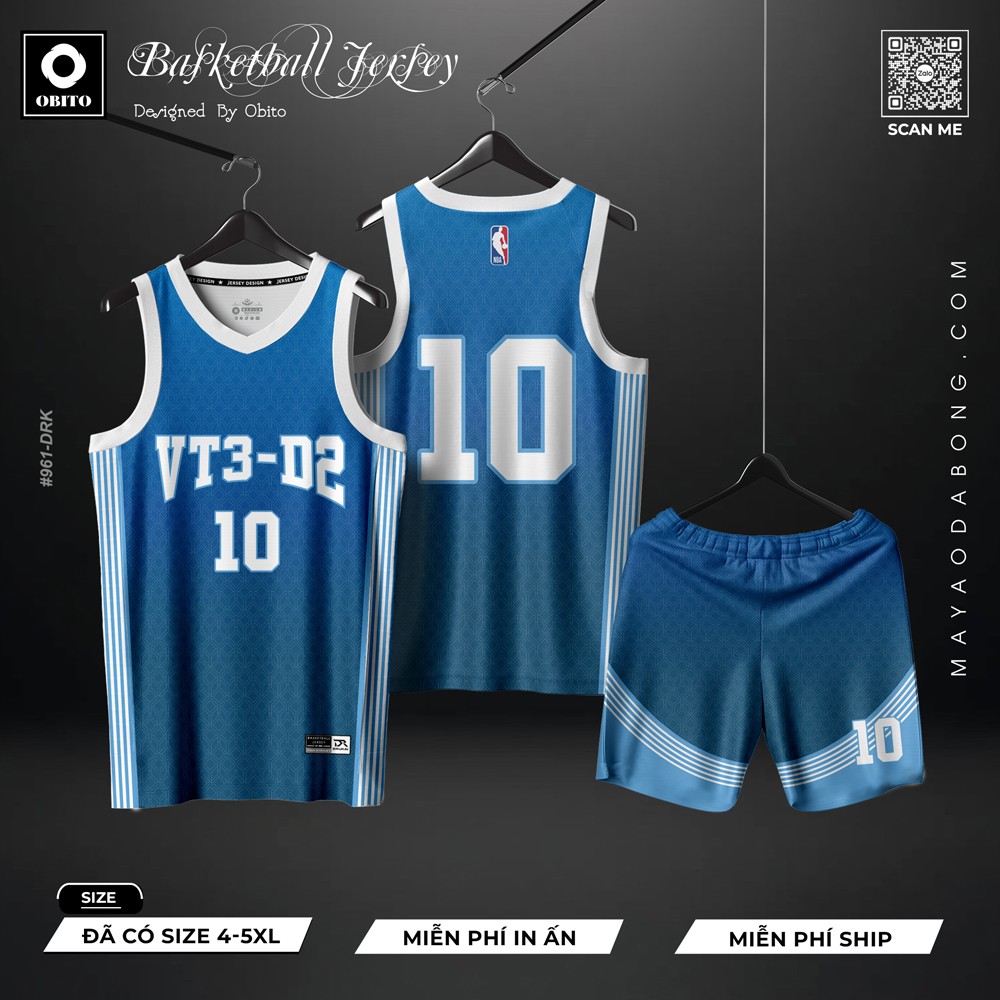 Áo bóng rổ Obito Jersey xanh dương VT3-D2