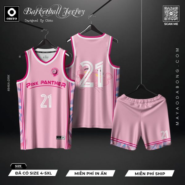 Áo Bóng Rổ Pink Panther Hồng Pastel Nổi Bật – Mã 26-1