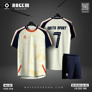 Áo Bóng Đá OBITO SPORT Vàng Kem - Phối Navy Cam Đỏ