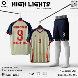 Áo Bóng Đá Không Logo Obito HighLights Màu Kem
