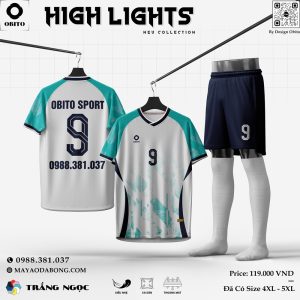 Áo đá bóng không logo OBITO Highlights Trắng Ngọc – Thanh lịch, năng động cho mọi sân chơi