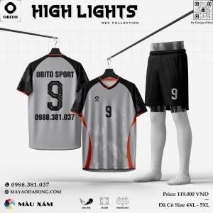 Áo đá bóng OBITO SPORT HighLights Xám – Cá tính, Mạnh mẽ và Siêu thoáng mát