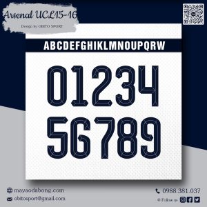 Font Số Arsenal UCL 15-16 Xanh Navy - OBITO SPORT Thiết Kế